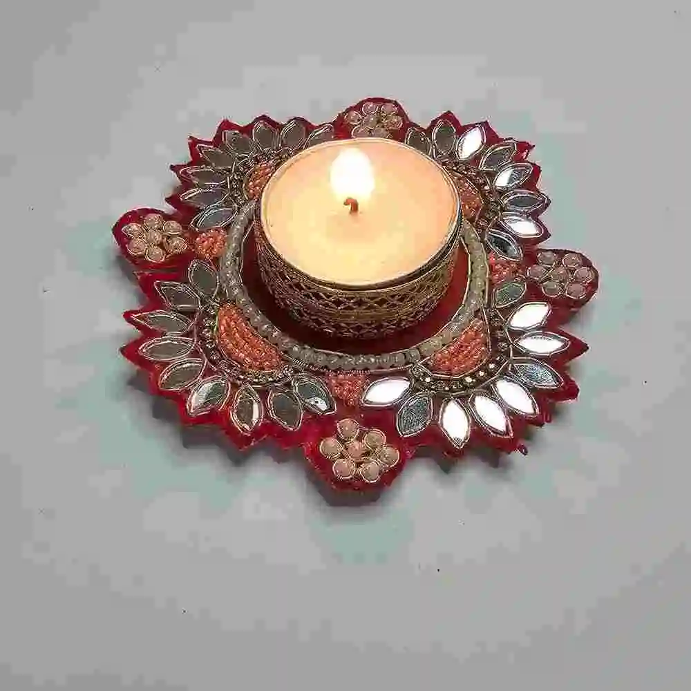 Polki Mirror T-Light Holder Online for Diwali